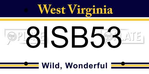 8ISB53 West Virginia License Plate