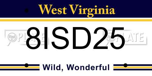8ISD25 West Virginia License Plate