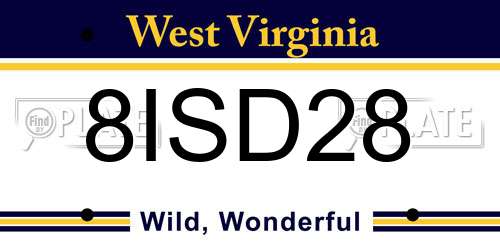 8ISD28 West Virginia License Plate
