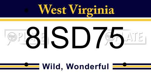 8ISD75 West Virginia License Plate