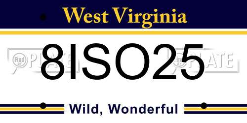 8ISO25 West Virginia License Plate