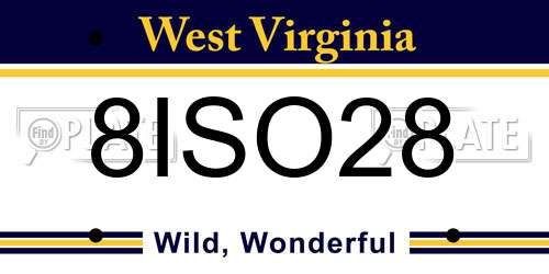 8ISO28 West Virginia License Plate