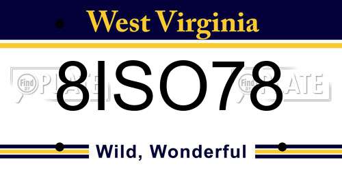 8ISO78 West Virginia License Plate