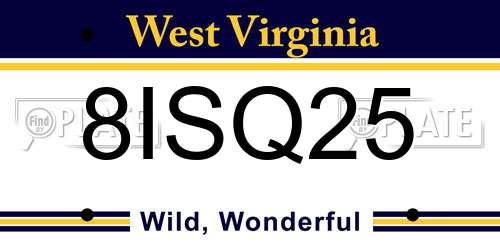 8ISQ25 West Virginia License Plate