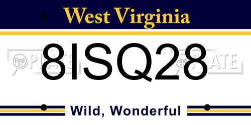 8ISQ28 West Virginia License Plate