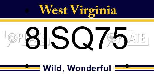 8ISQ75 West Virginia License Plate