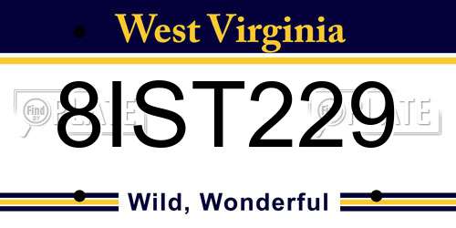 8IST229 West Virginia License Plate