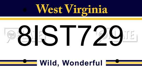8IST729 West Virginia License Plate