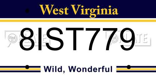 8IST779 West Virginia License Plate