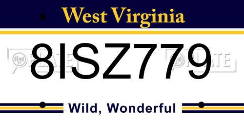 8ISZ779 West Virginia License Plate