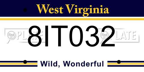 8IT032 West Virginia License Plate