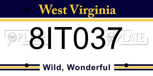 8IT037 West Virginia License Plate