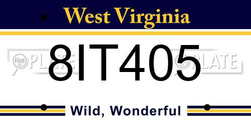8IT405 West Virginia License Plate