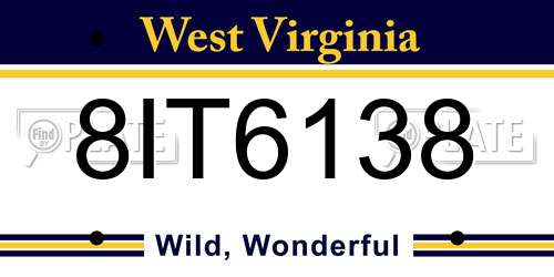8IT6138 West Virginia License Plate