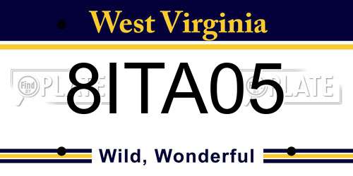 8ITA05 West Virginia License Plate