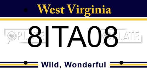 8ITA08 West Virginia License Plate