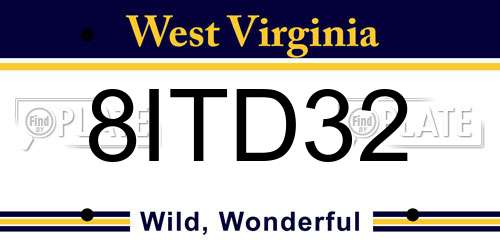 8ITD32 West Virginia License Plate