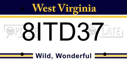 8ITD37 West Virginia License Plate