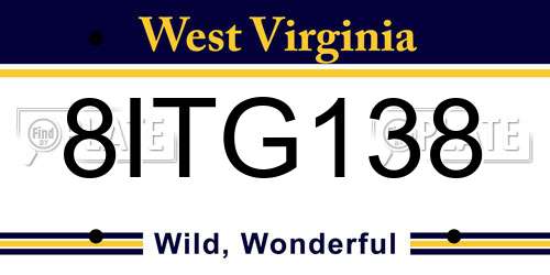 8ITG138 West Virginia License Plate