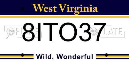 8ITO37 West Virginia License Plate