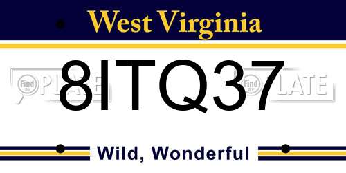 8ITQ37 West Virginia License Plate