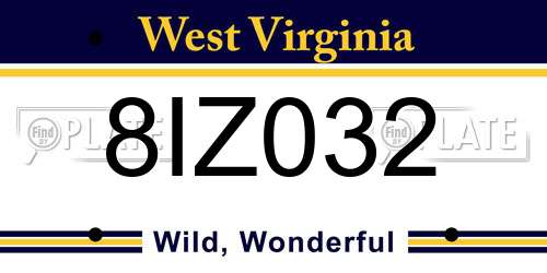 8IZ032 West Virginia License Plate