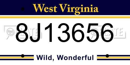8J13656 West Virginia License Plate