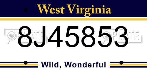 8J45853 West Virginia License Plate