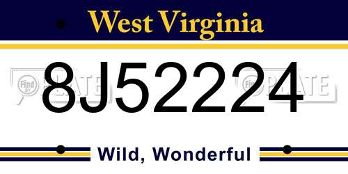 8J52224 West Virginia License Plate