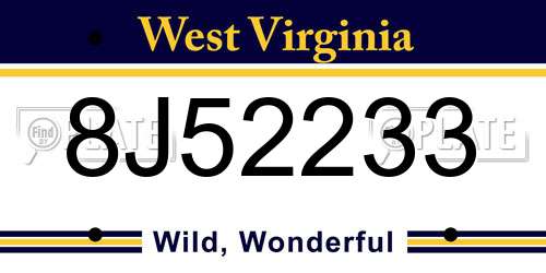8J52233 West Virginia License Plate