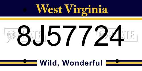 8J57724 West Virginia License Plate