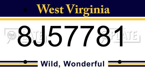 8J57781 West Virginia License Plate