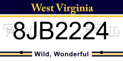 8JB2224 West Virginia License Plate