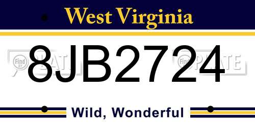 8JB2724 West Virginia License Plate