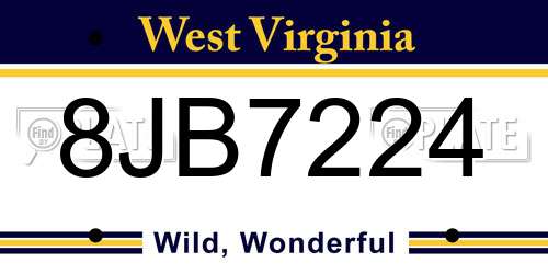 8JB7224 West Virginia License Plate