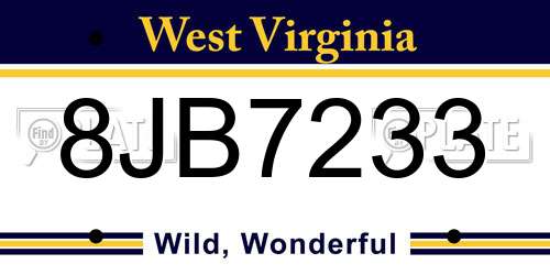 8JB7233 West Virginia License Plate