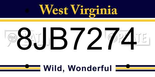 8JB7274 West Virginia License Plate
