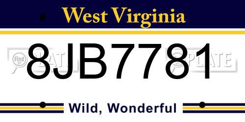 8JB7781 West Virginia License Plate