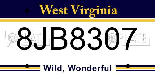 8JB8307 West Virginia License Plate