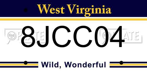 8JCC04 West Virginia License Plate