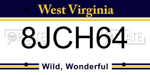 8JCH64 West Virginia License Plate