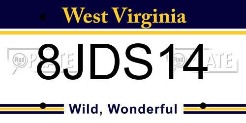 8JDS14 West Virginia License Plate
