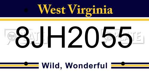 8JH2055 West Virginia License Plate