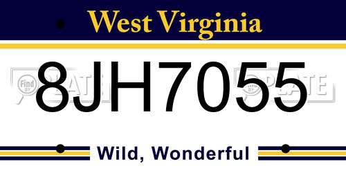 8JH7055 West Virginia License Plate