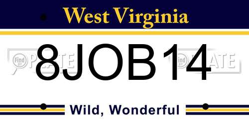 8JOB14 West Virginia License Plate
