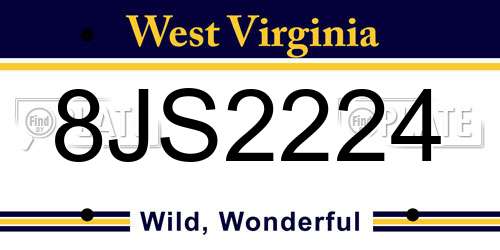 8JS2224 West Virginia License Plate