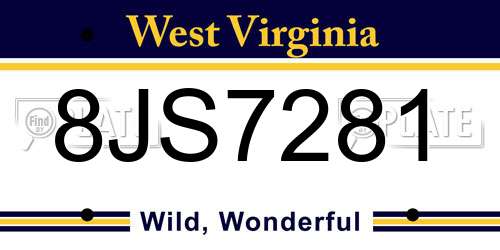 8JS7281 West Virginia License Plate
