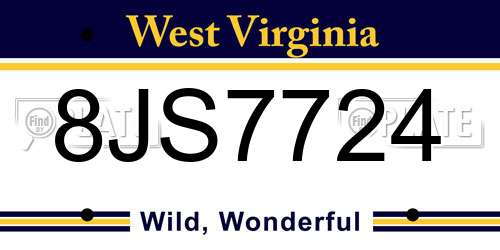 8JS7724 West Virginia License Plate