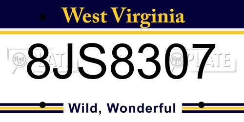 8JS8307 West Virginia License Plate