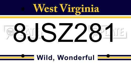 8JSZ281 West Virginia License Plate